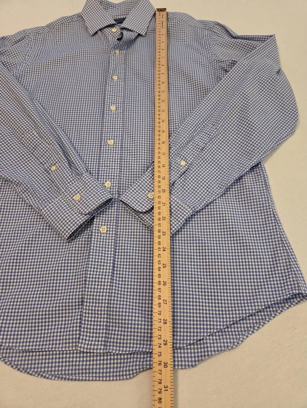 POLO RALPH LAUREN Vintage Blue White Checkered Custom Fit Button Down Mens SZ 16